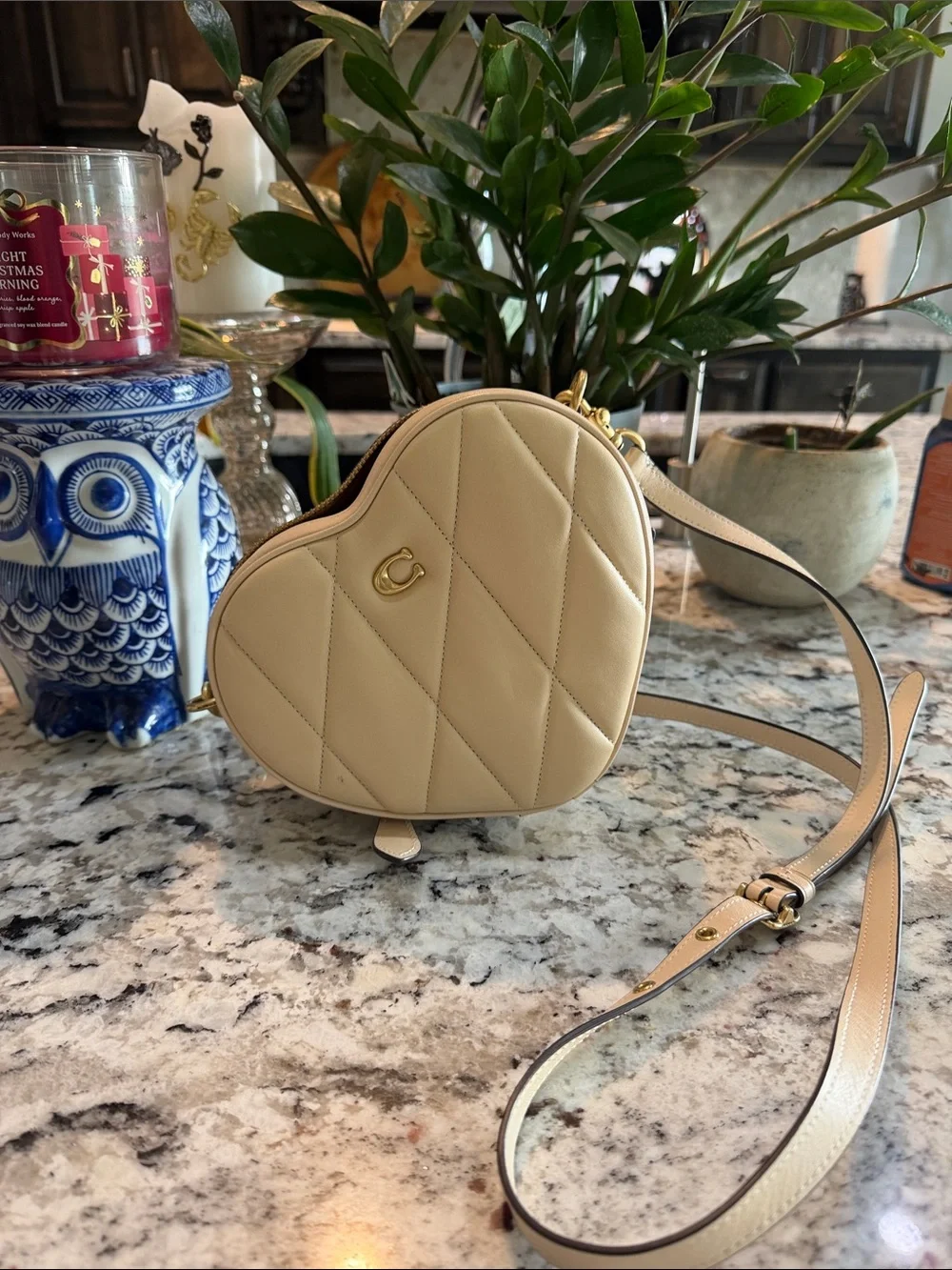 Coach Cream Quilted Heart Crossbody Bag